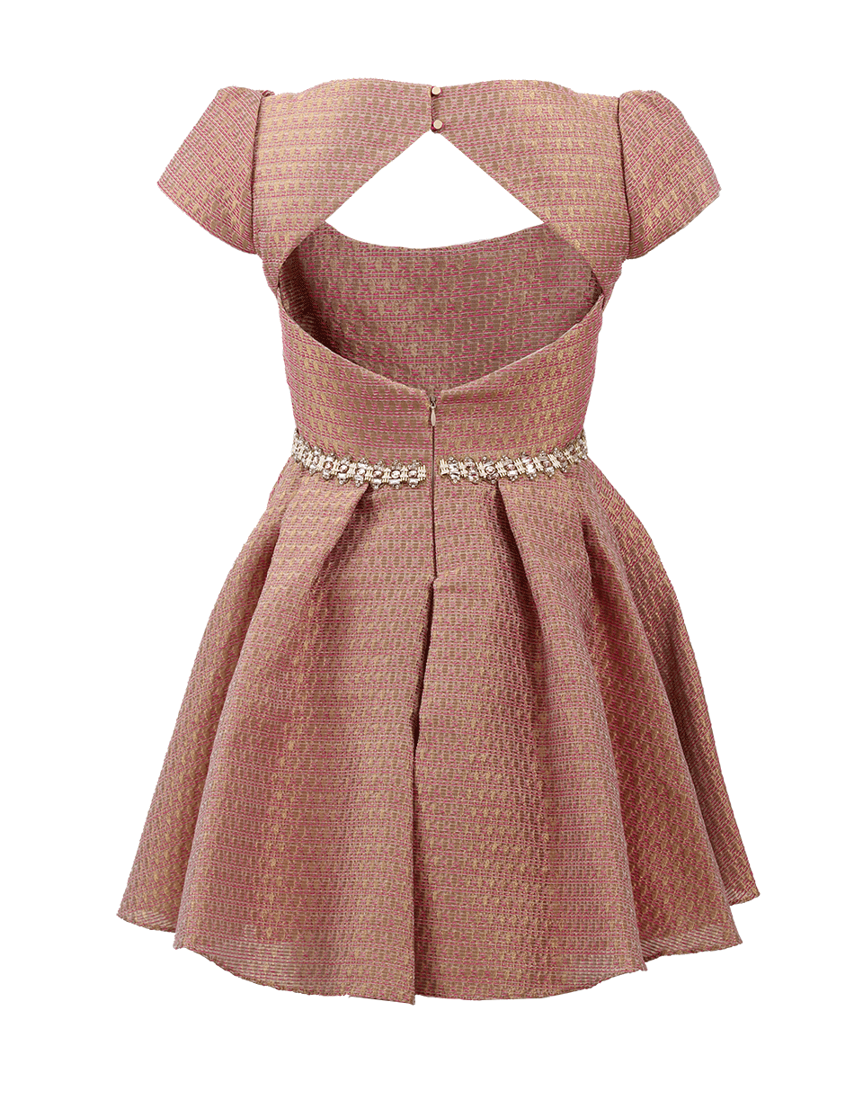 MARCHESA NOTTE-Metallic Brocade Cocktail Dress-