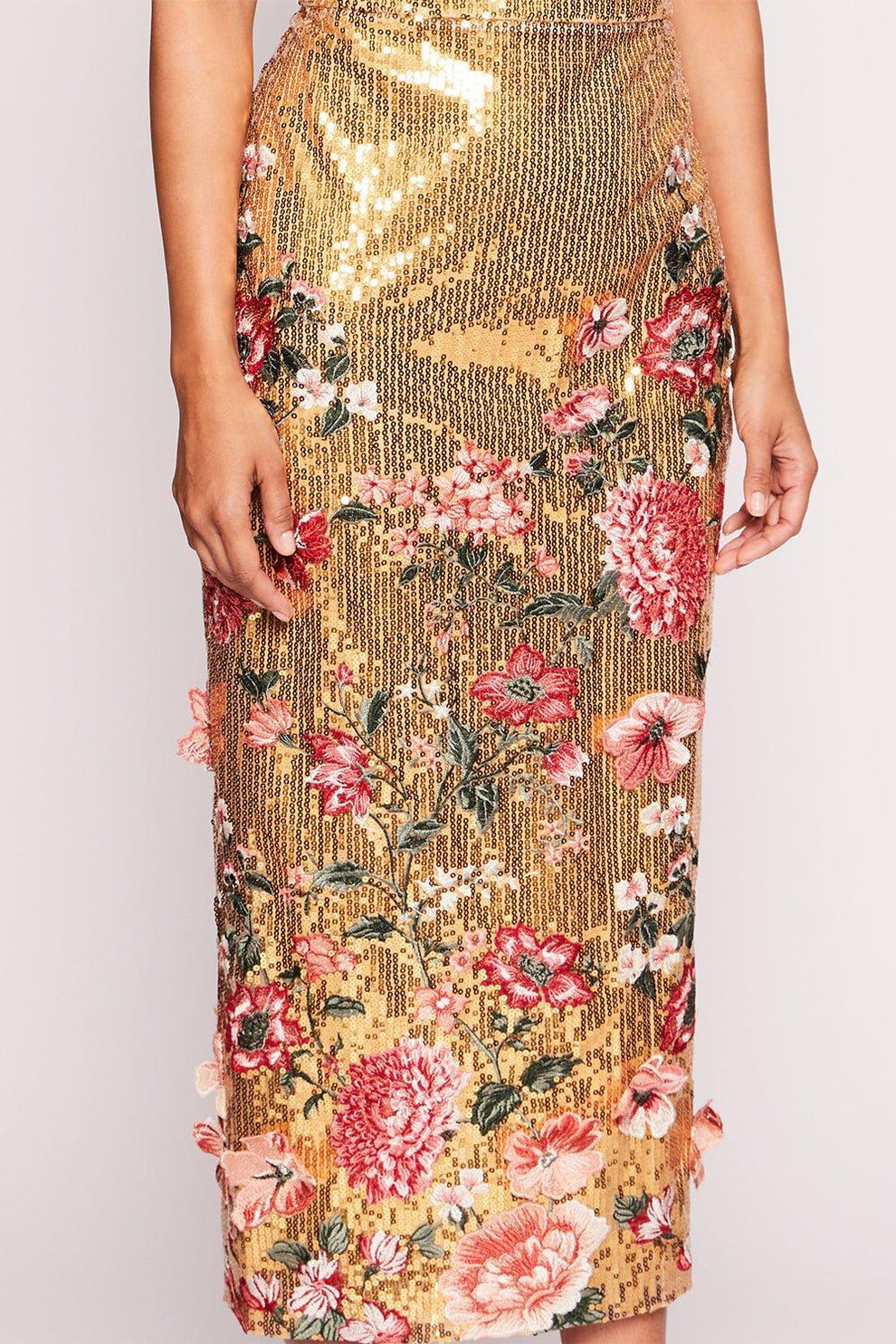 marchesa notte sequin dress Gold Artwork Sequin Gown