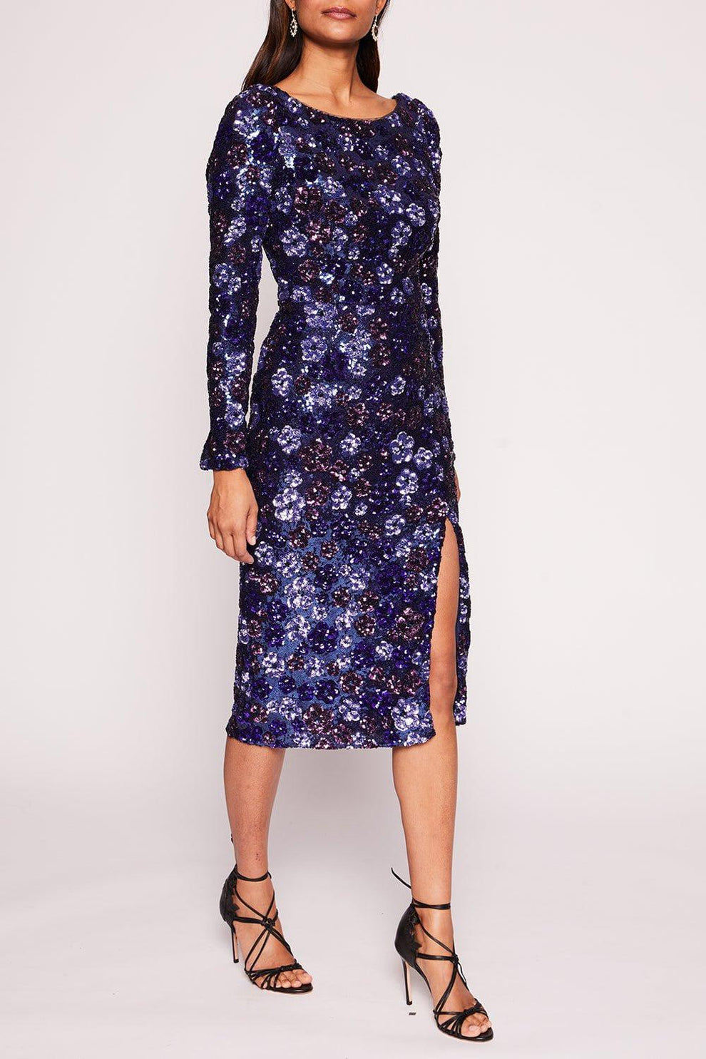 marchesa long sleeve dress Stretch Velvet Long Sleeve Draped Bow Gown