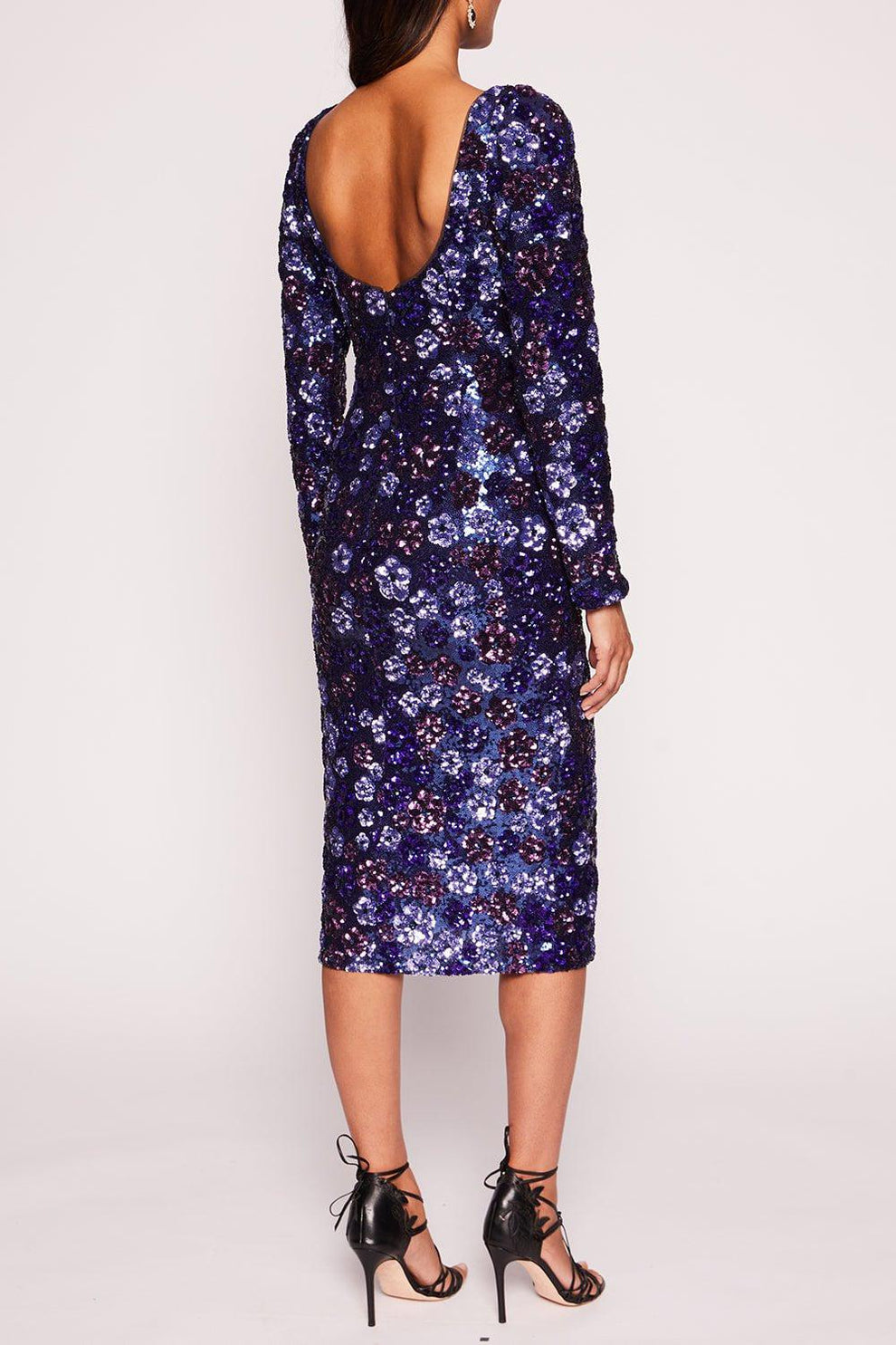 fitted lace wedding dress Long Sleeve Corded Midi Dress
