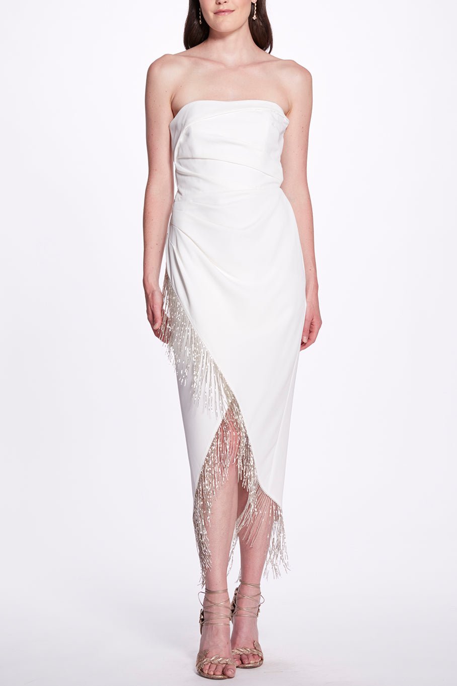 MARCHESA NOTTE-Beaded Fringe Dress-