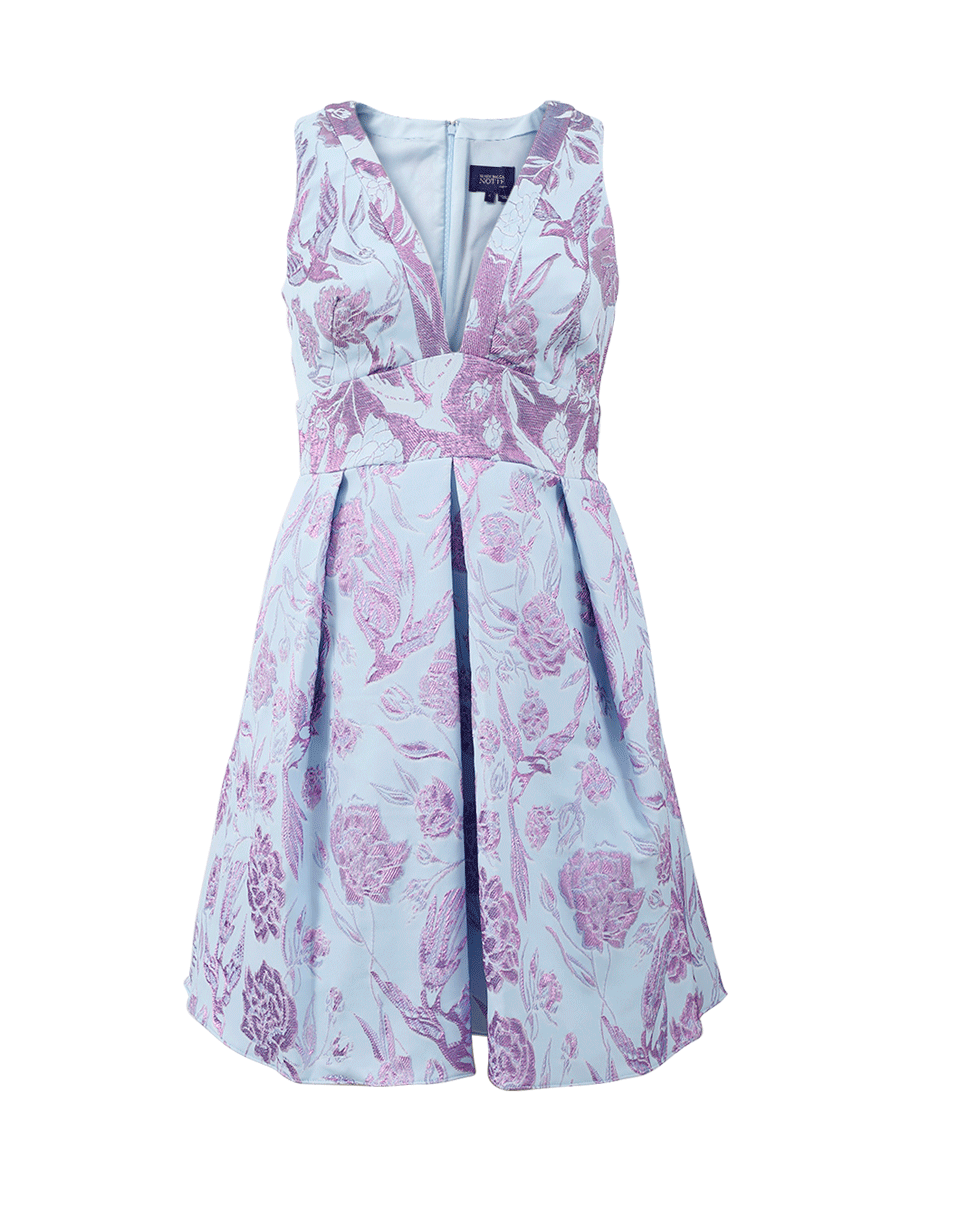 MARCHESA NOTTE-Metallic Floral Dress-