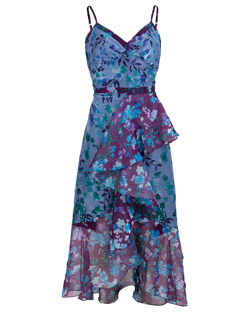 MARCHESA NOTTE-Hi-Low Color Block Tea Dress-