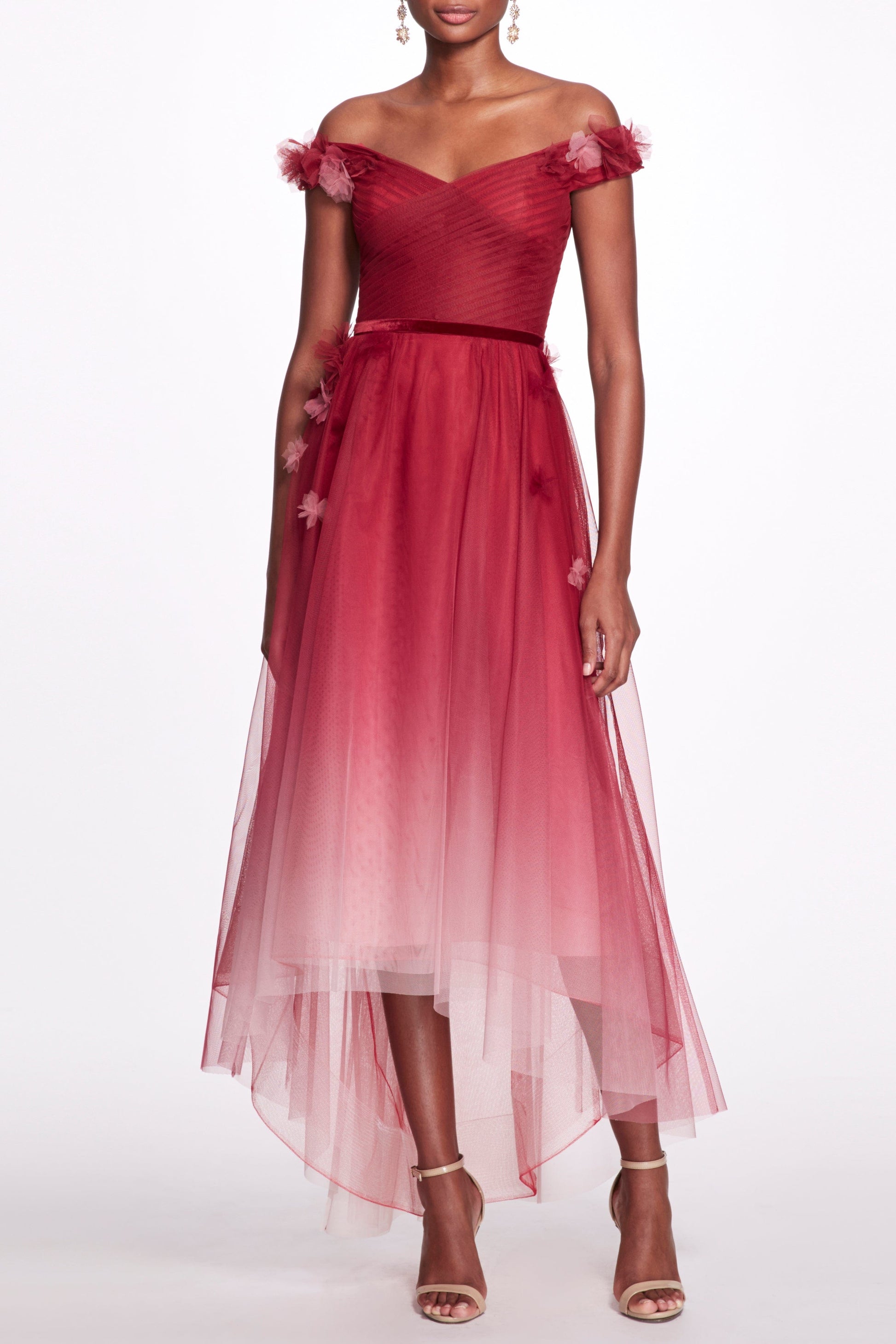 marchesa notte ombre glitter dress Marchesa Notte Ombre Glitter Off The Shoulder Tulle Gown Size 8
