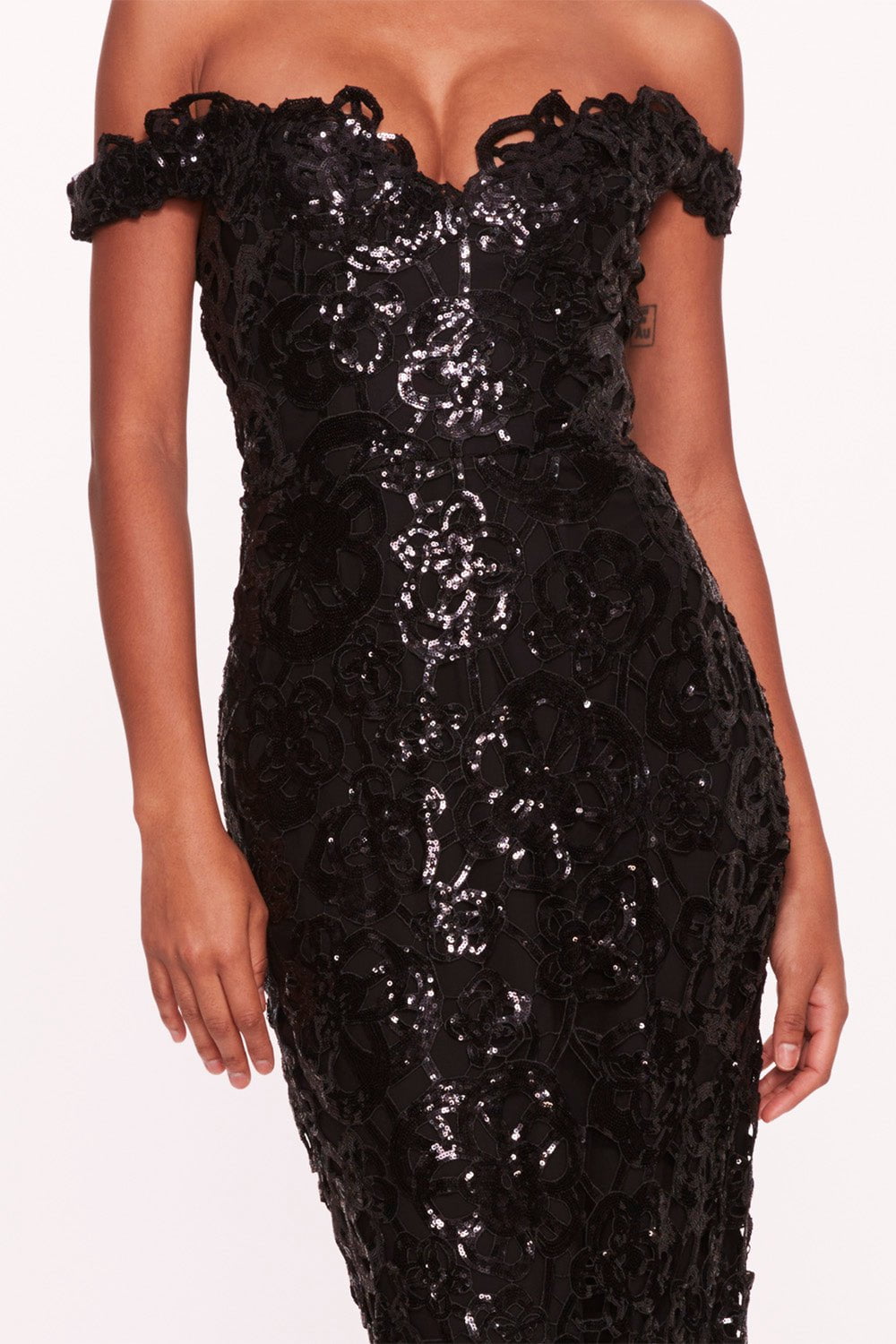 MARCHESA NOTTE-Off The Shoulder Sweetheart Gown - Black-
