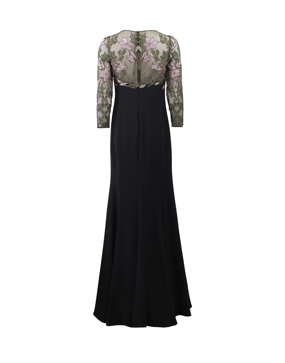 MARCHESA NOTTE-Illusion Floral Gown-
