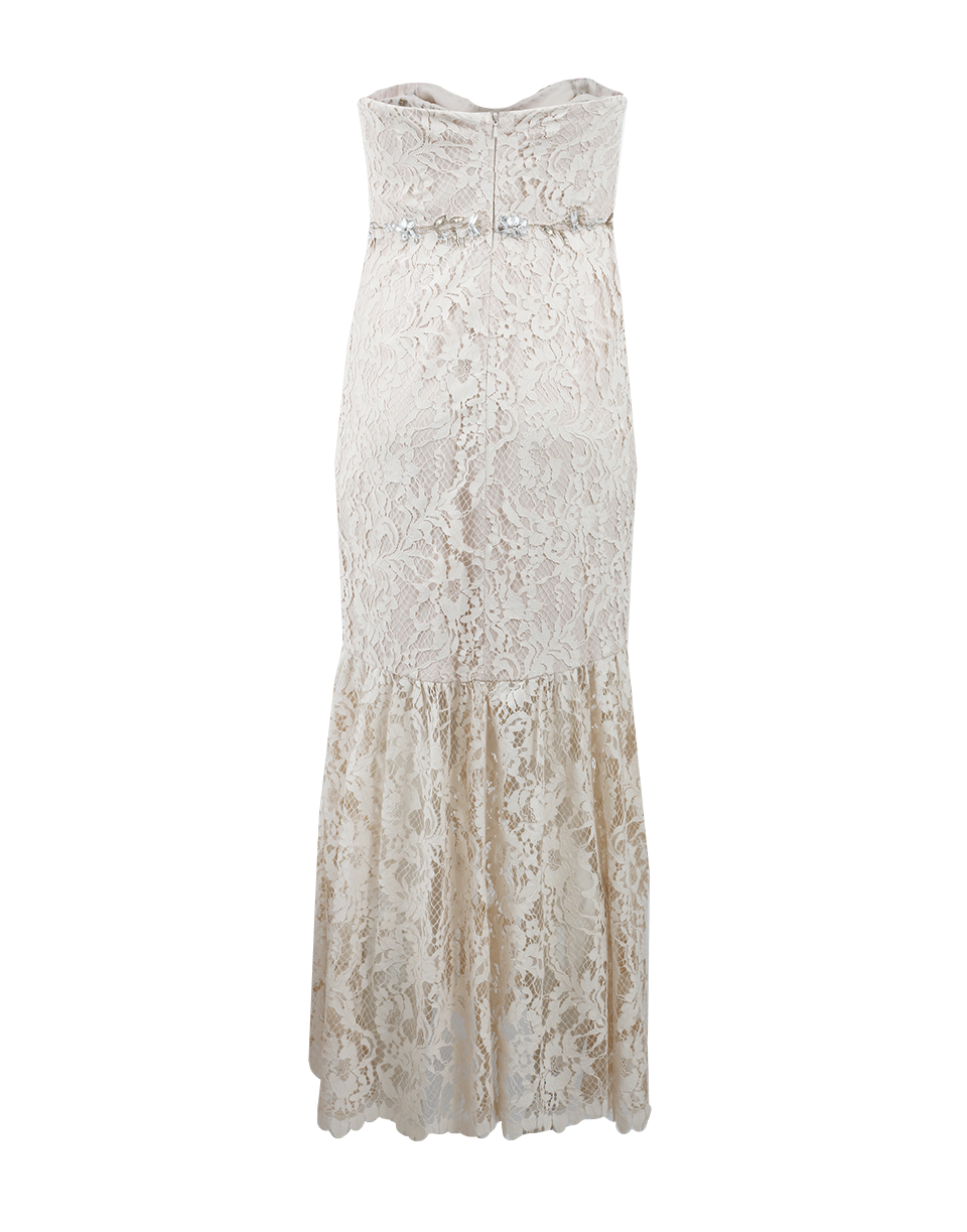 MARCHESA NOTTE-Strapless Lace Embroidered Gown-