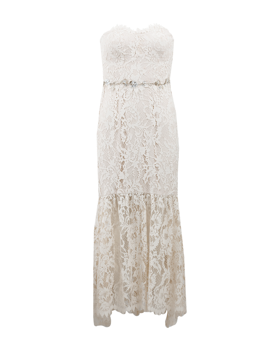 MARCHESA NOTTE-Strapless Lace Embroidered Gown-
