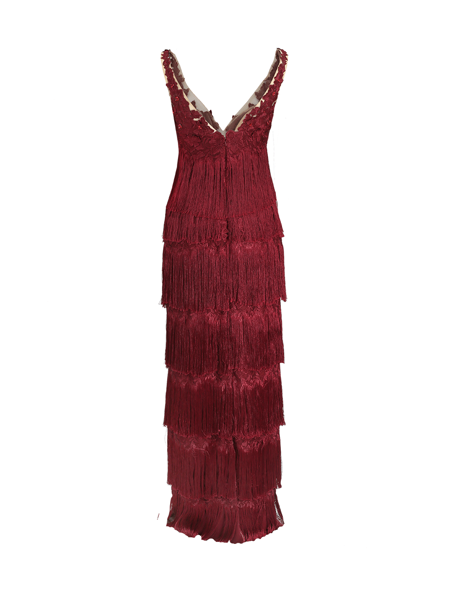 MARCHESA NOTTE-Fringe Gown-
