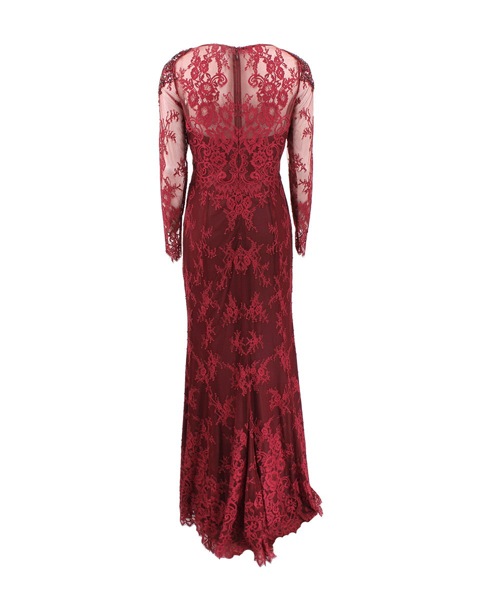 MARCHESA NOTTE-Lace Gown With Beaded Shoulder-