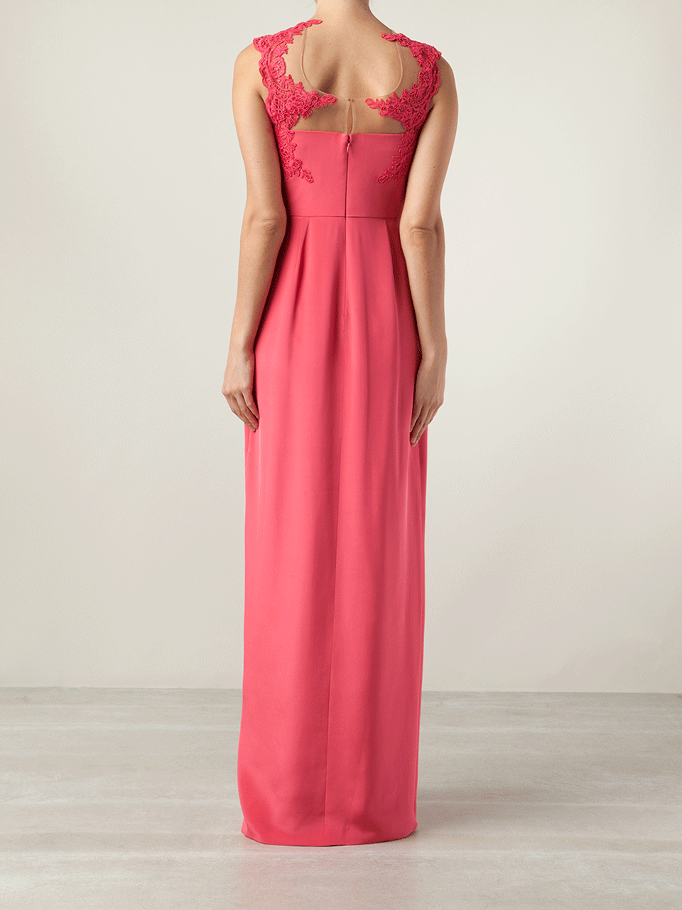 MARCHESA NOTTE-Draped Lace Gown-