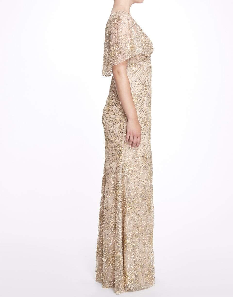 MARCHESA NOTTE-Front Slit Gown-