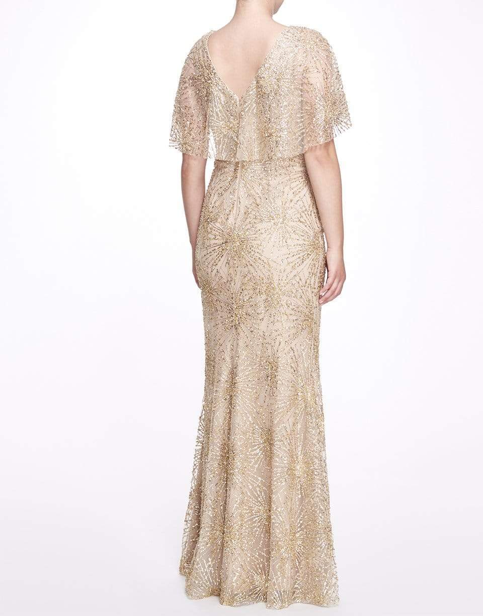 MARCHESA NOTTE-Front Slit Gown-