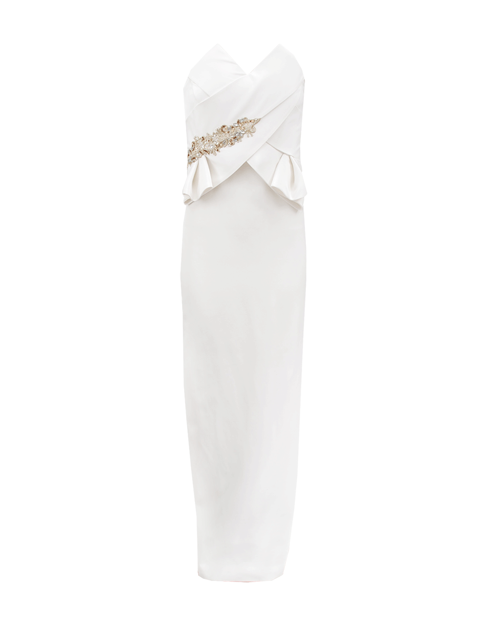 MARCHESA NOTTE-Strapless Crepe Embroidered Dress-