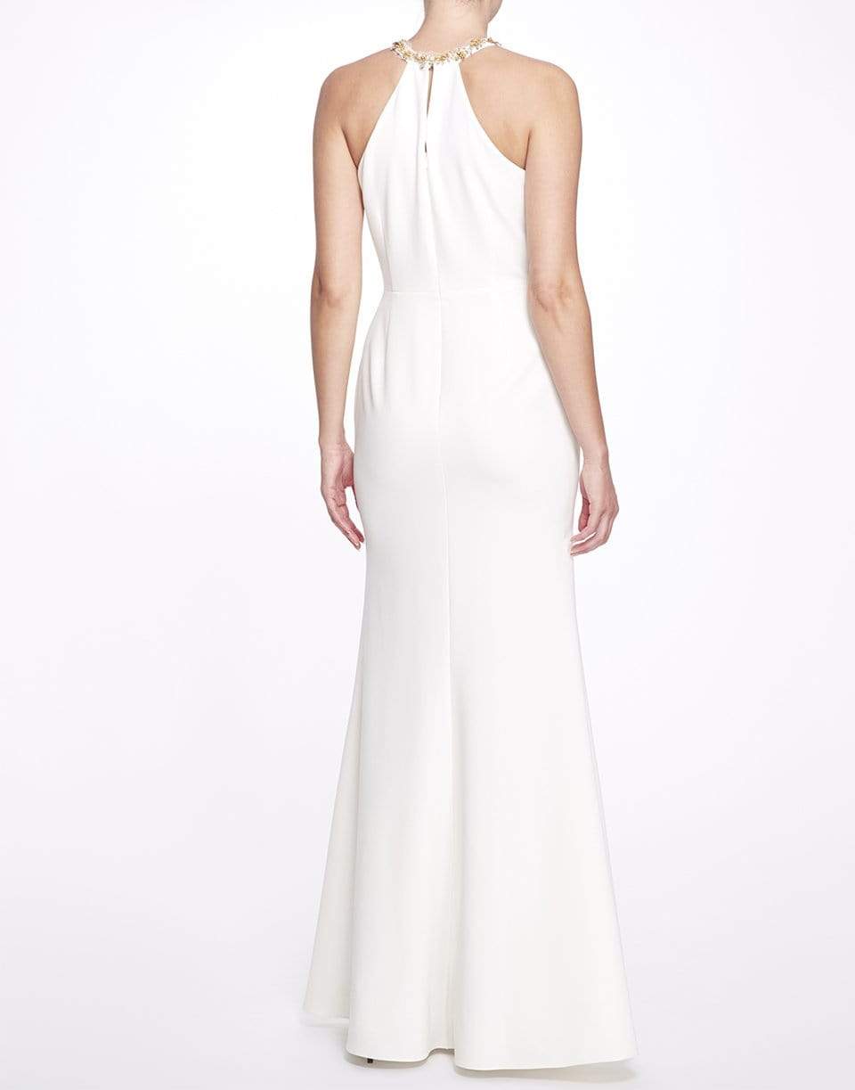 MARCHESA NOTTE-Embellished Neck Halter Gown-