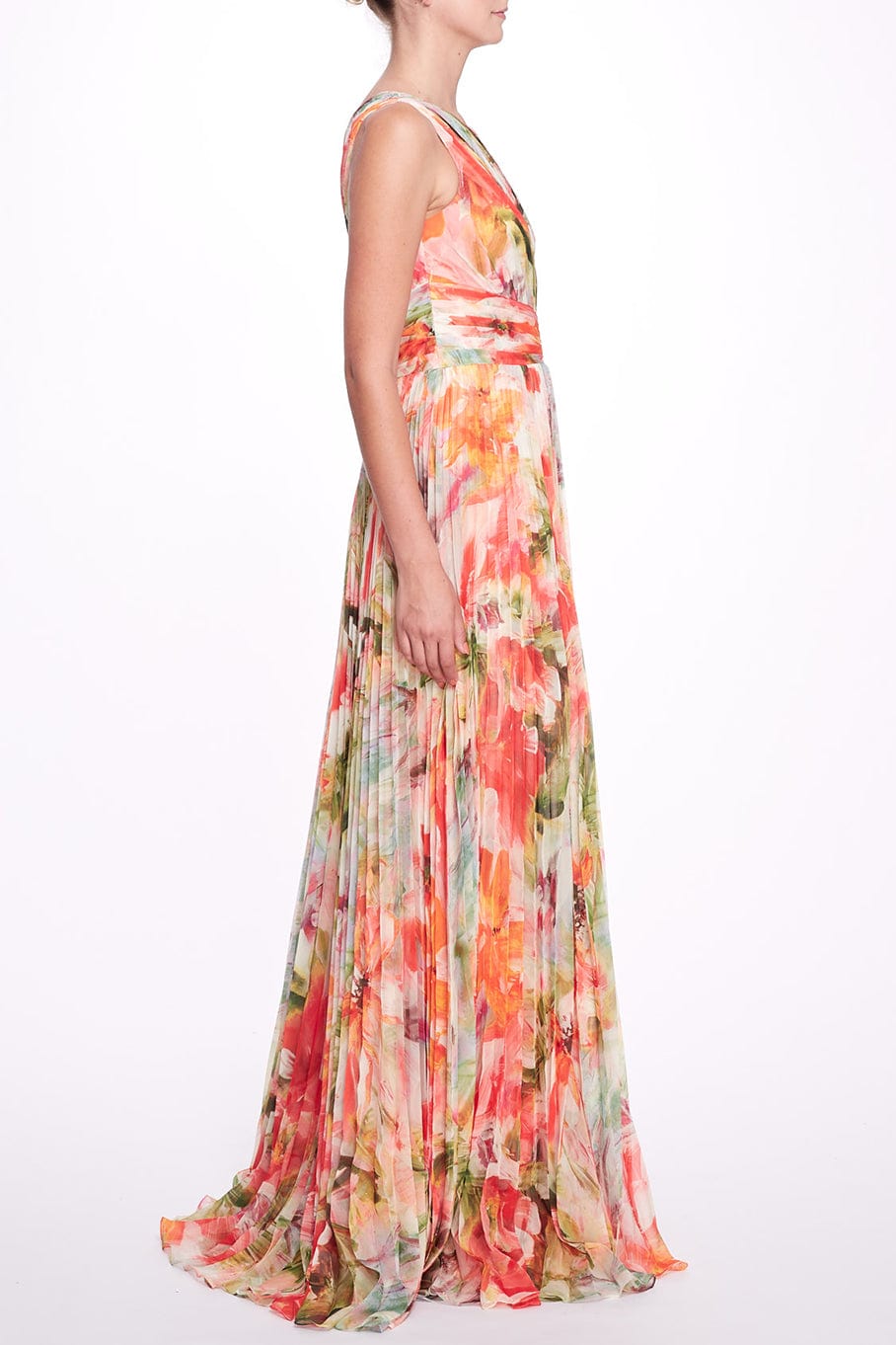 MARCHESA NOTTE-One Shoulder Floral Gown-
