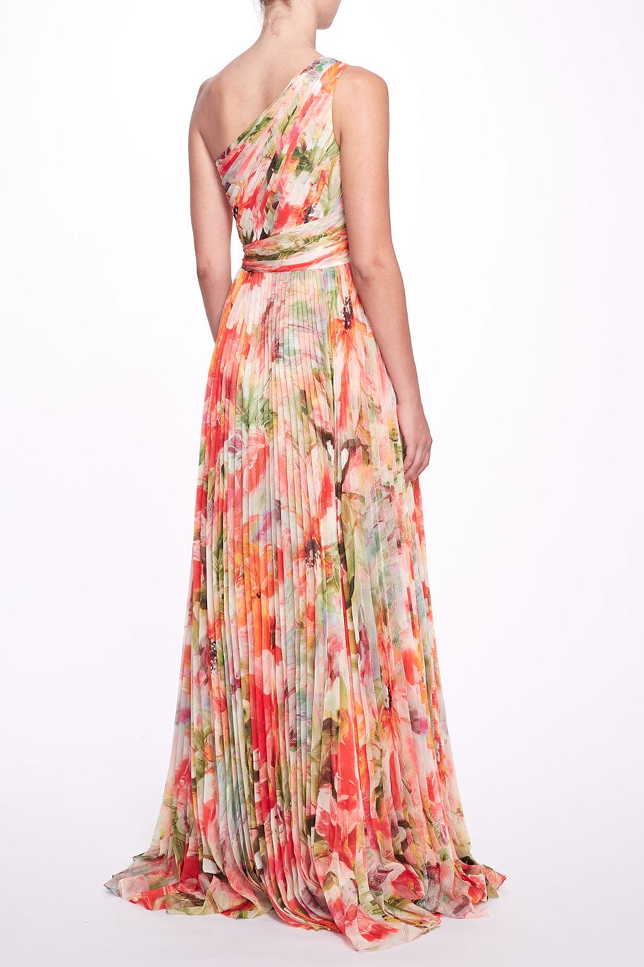 MARCHESA NOTTE-One Shoulder Floral Gown-