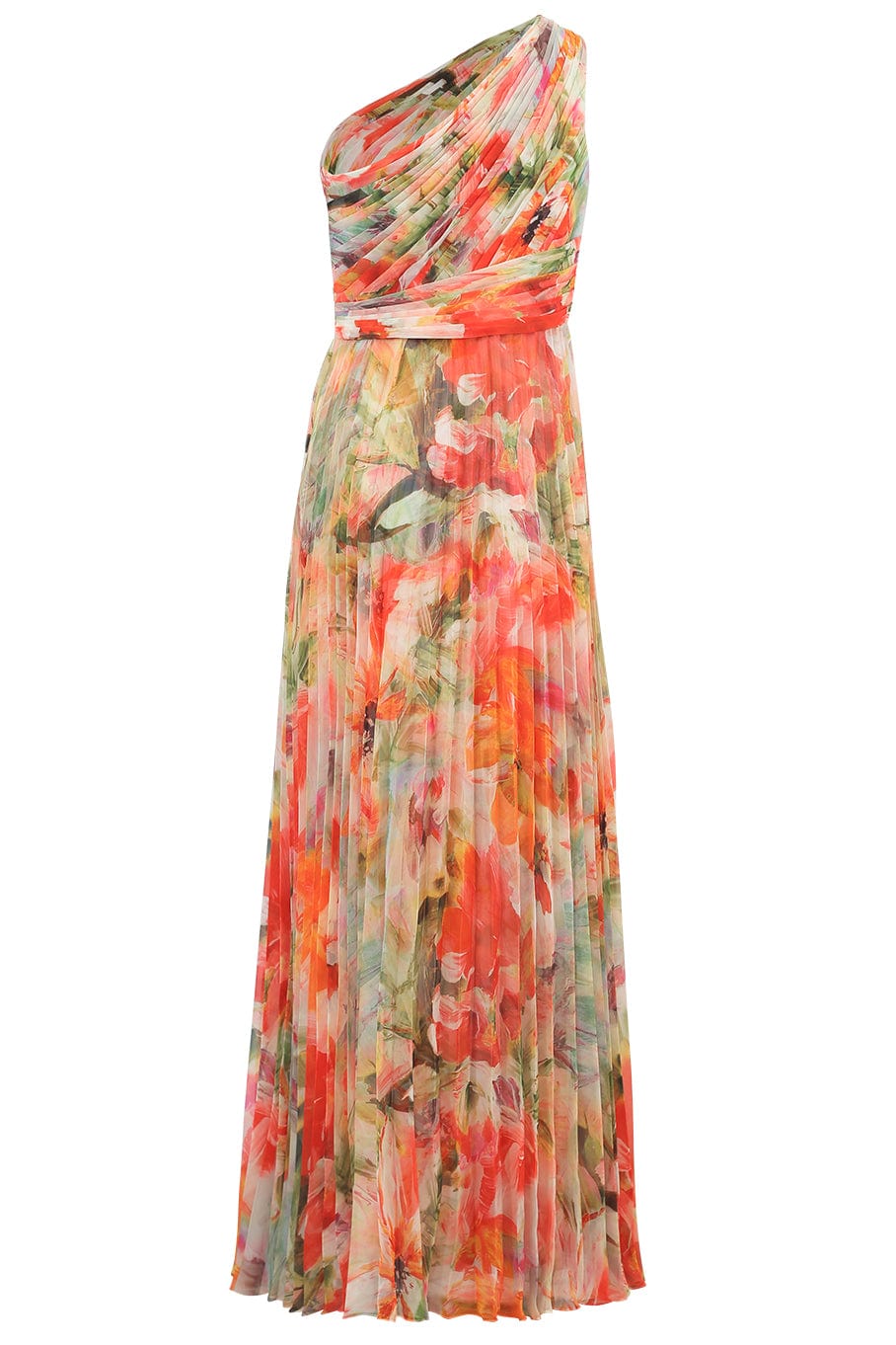 MARCHESA NOTTE-One Shoulder Floral Gown-