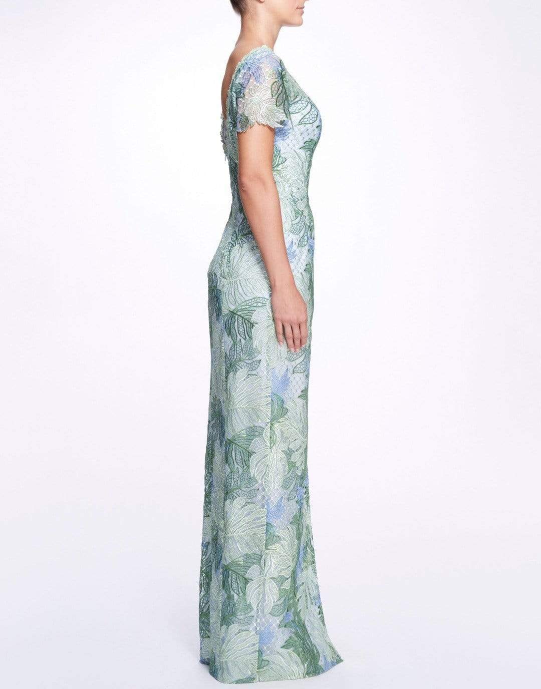 MARCHESA NOTTE-Mint Lace Guipure Gown-