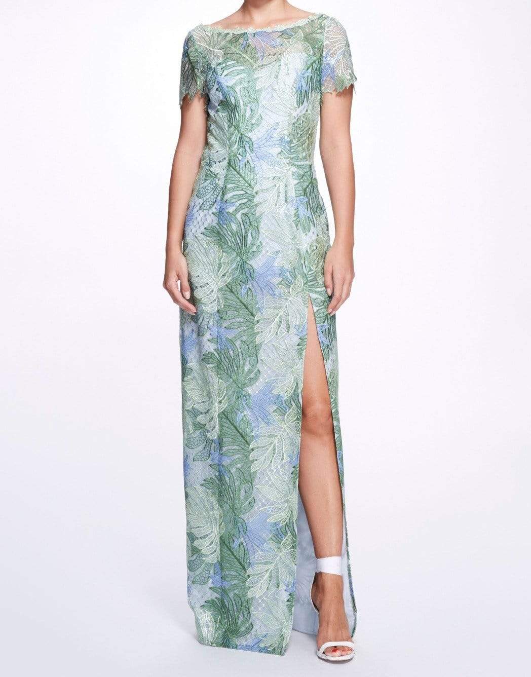 MARCHESA NOTTE-Mint Lace Guipure Gown-