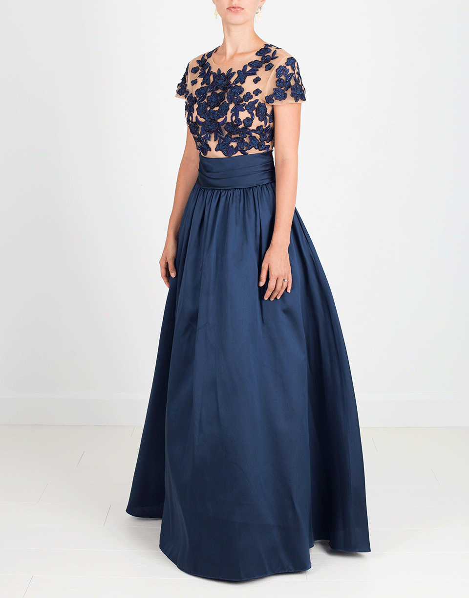 MARCHESA NOTTE-Mikado Beaded Ball Gown-