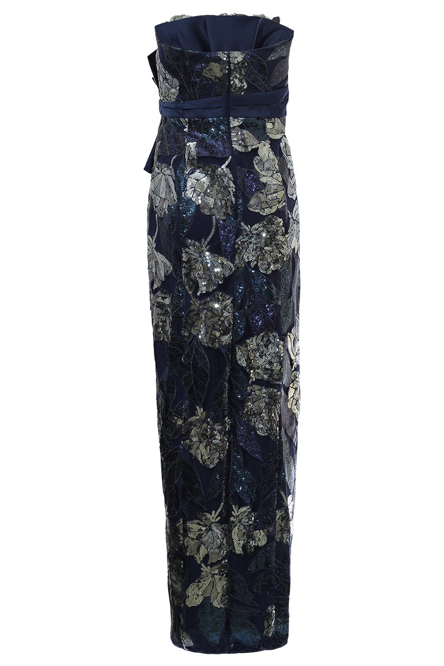 MARCHESA NOTTE-Strapless Floral Gown with Bow-