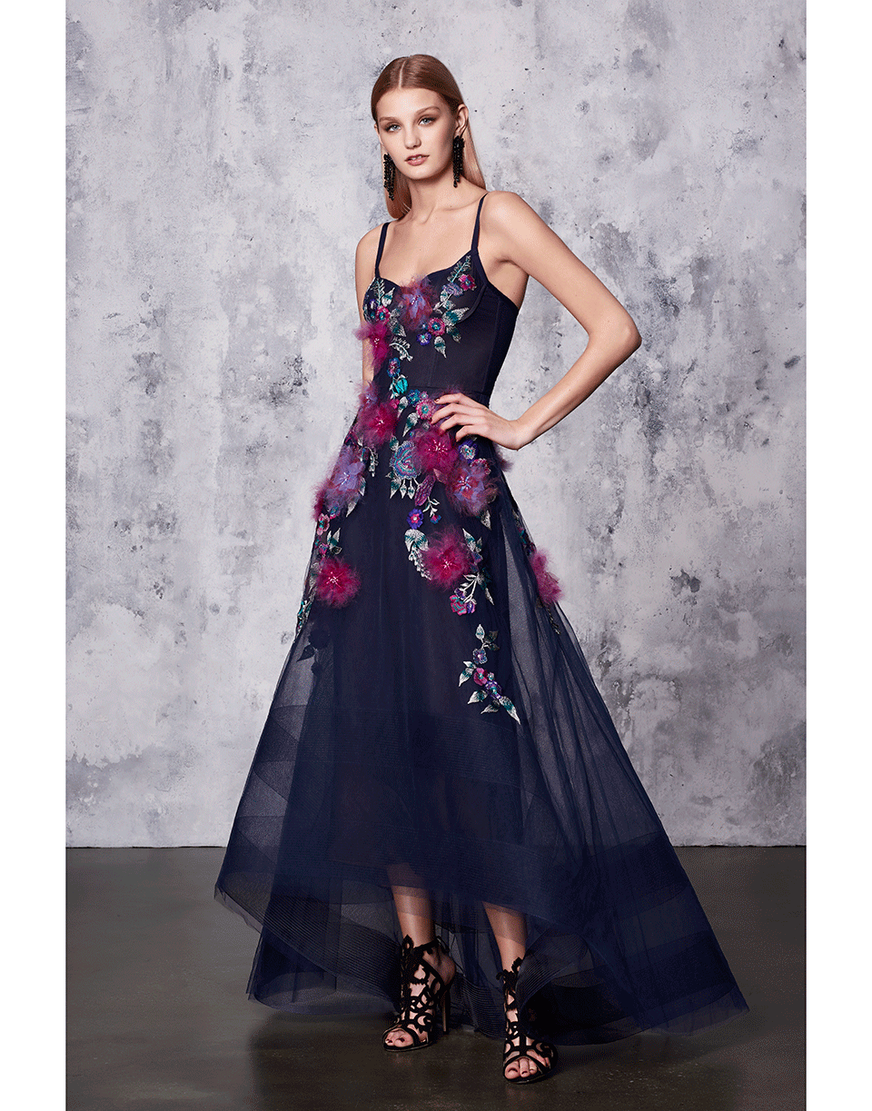 MARCHESA NOTTE-High Low Corseted Gown-