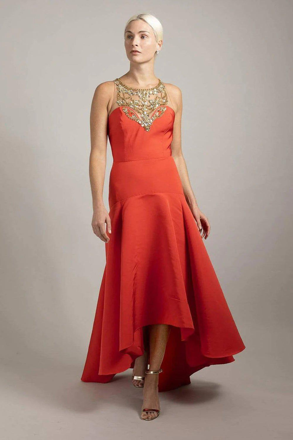 Marchesa Crystal-embellished Asymmetric Dress
