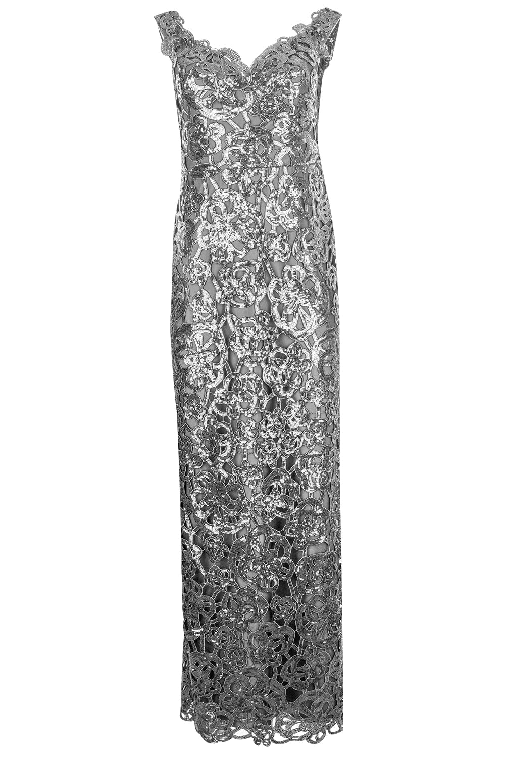 MARCHESA NOTTE-Off The Shoulder Sweatheart Gown - Silver-
