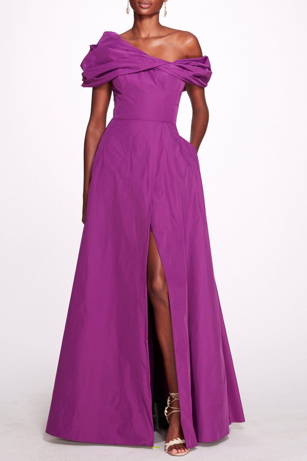 MARCHESA NOTTE-Off The Shoulder A-Line Gown-