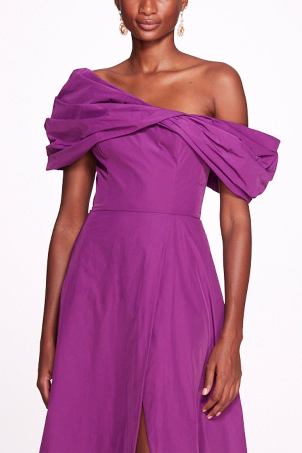 MARCHESA NOTTE-Off The Shoulder A-Line Gown-