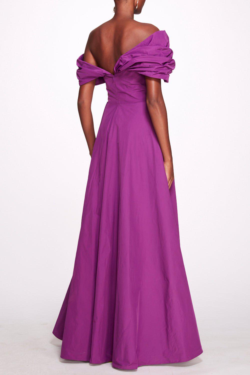 MARCHESA NOTTE-Off The Shoulder A-Line Gown-