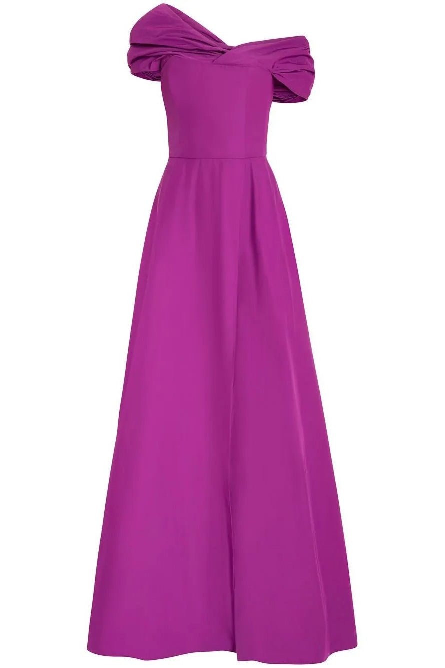 MARCHESA NOTTE-Off The Shoulder A-Line Gown-