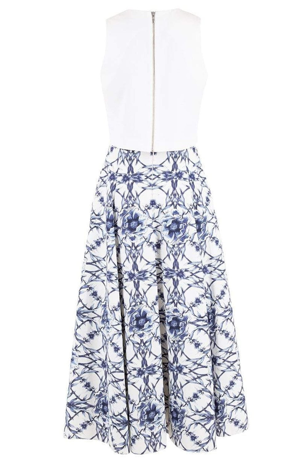 MARCHESA NOTTE-Sleeveless Beaded Crop Top and Skirt-BLUE