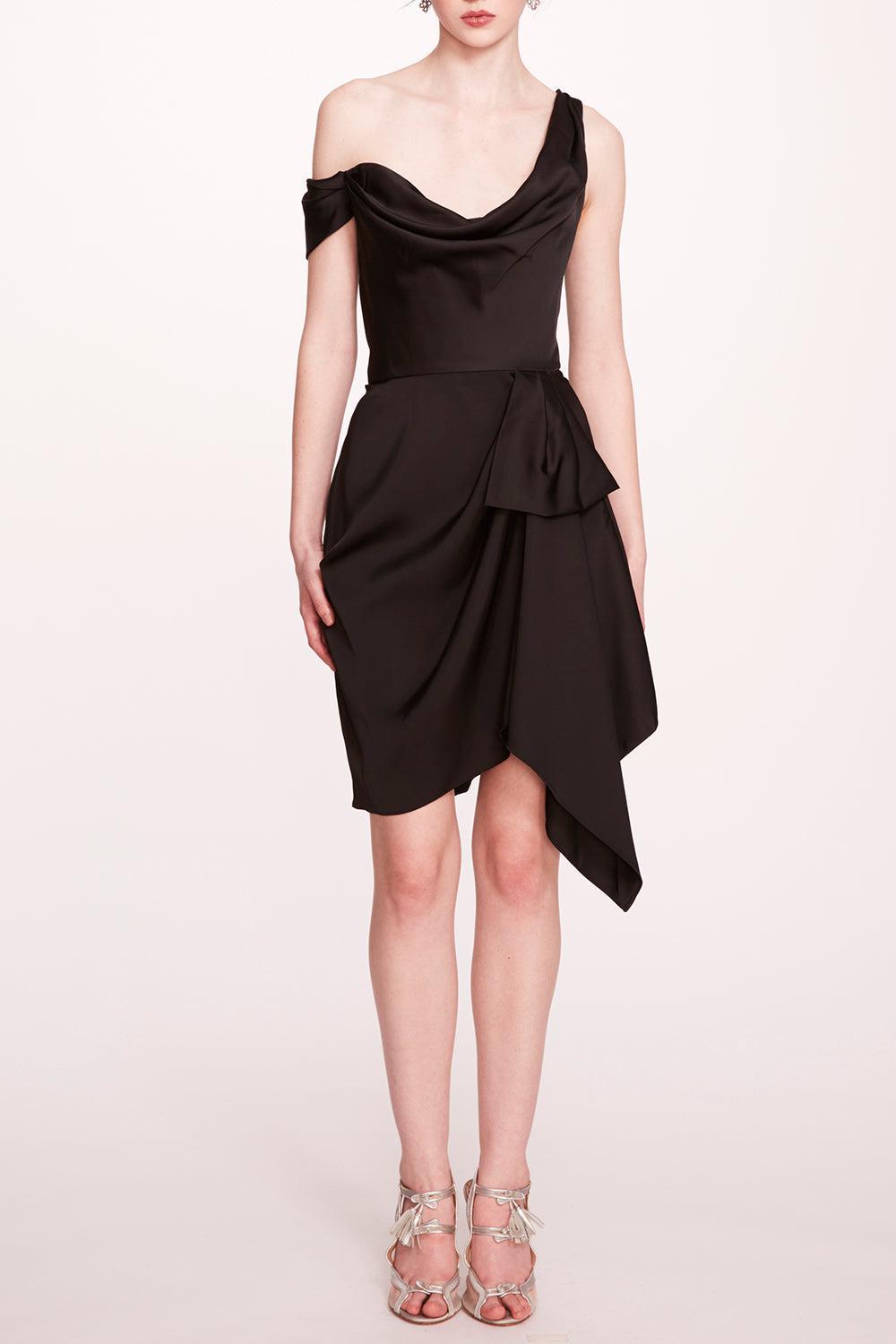 Asymmetrical Mini Dress-BLACK-0-CLOTHINGSPECIALPOP UP-MARCHESA NOTTE