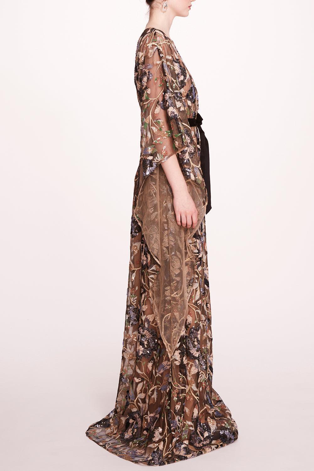 Climbing Vines Kaftan-BLK BLUE-6-CLOTHINGSPECIALPOP UP-MARCHESA NOTTE