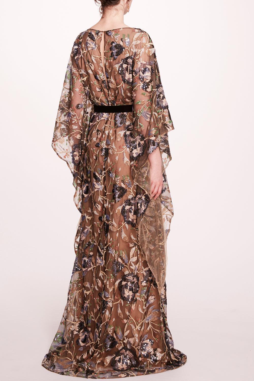 Climbing Vines Kaftan-BLK BLUE-6-CLOTHINGSPECIALPOP UP-MARCHESA NOTTE