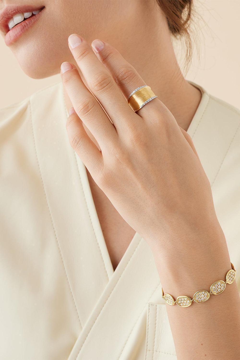 Diamond Collar Lunaria Bracelet-YELLOW GOLD-7.25-JEWELRYFINE JEWELBRACELET O-MARCO BICEGO
