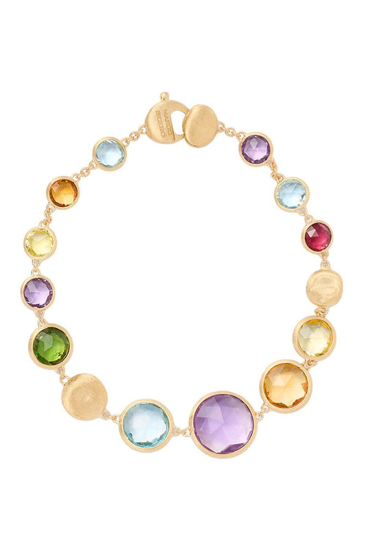Jaipur Mixed Gemstone Graduated Bracelet-YELLOW GOLD-7.25-JEWELRYFINE JEWELBRACELET O-MARCO BICEGO