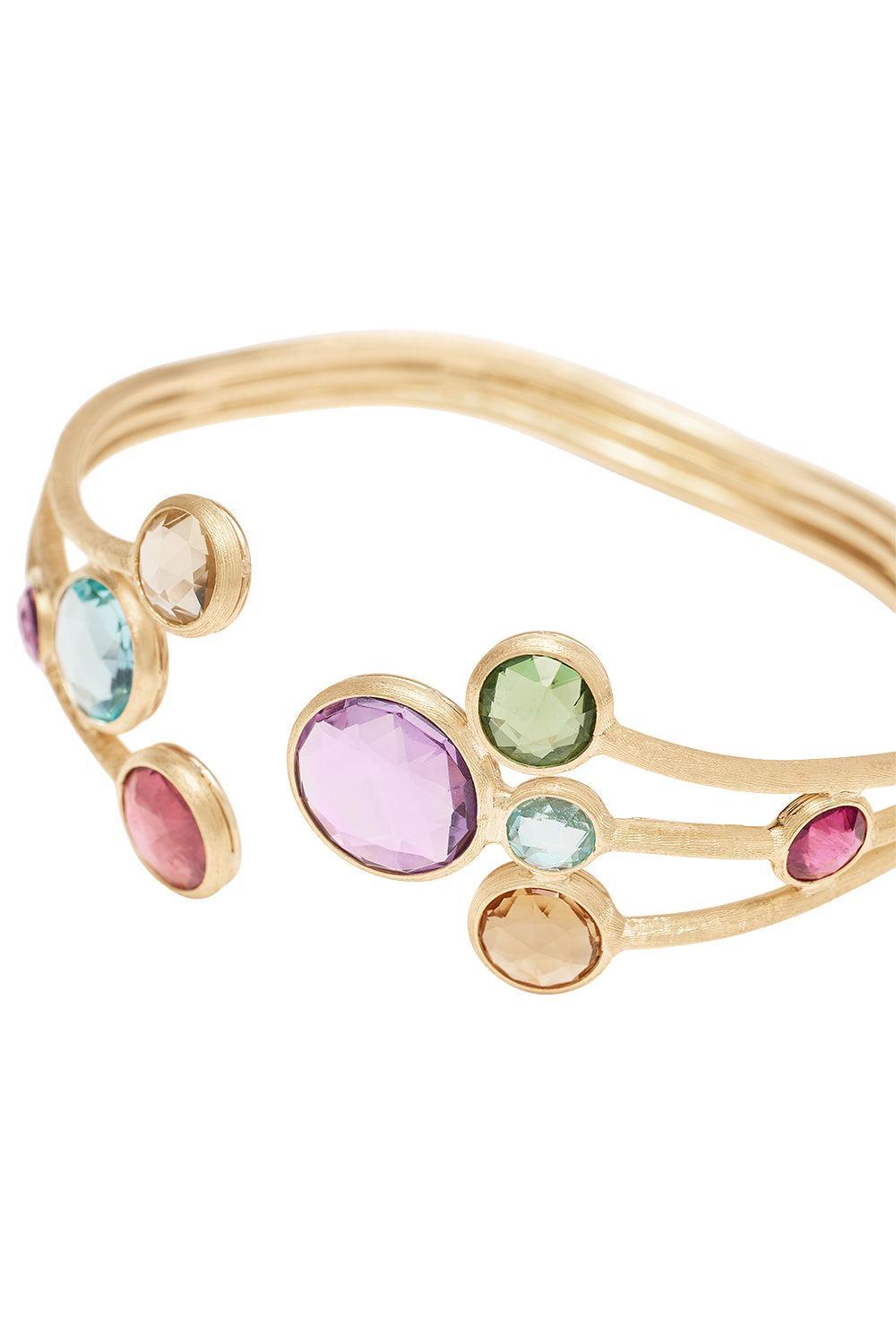  Multi-Colored Gemstone Jaipur Cuff Bracelet-YELLOW GOLD-JEWELRYFINE JEWELBRACELET O-MARCO BICEGO 