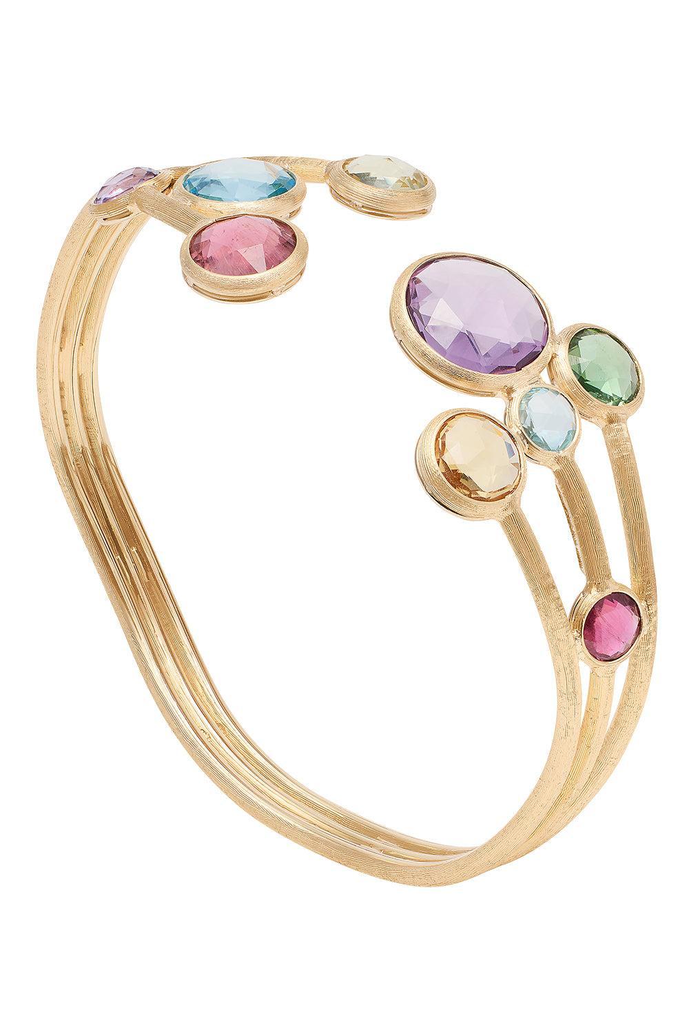  Multi-Colored Gemstone Jaipur Cuff Bracelet-YELLOW GOLD-JEWELRYFINE JEWELBRACELET O-MARCO BICEGO 
