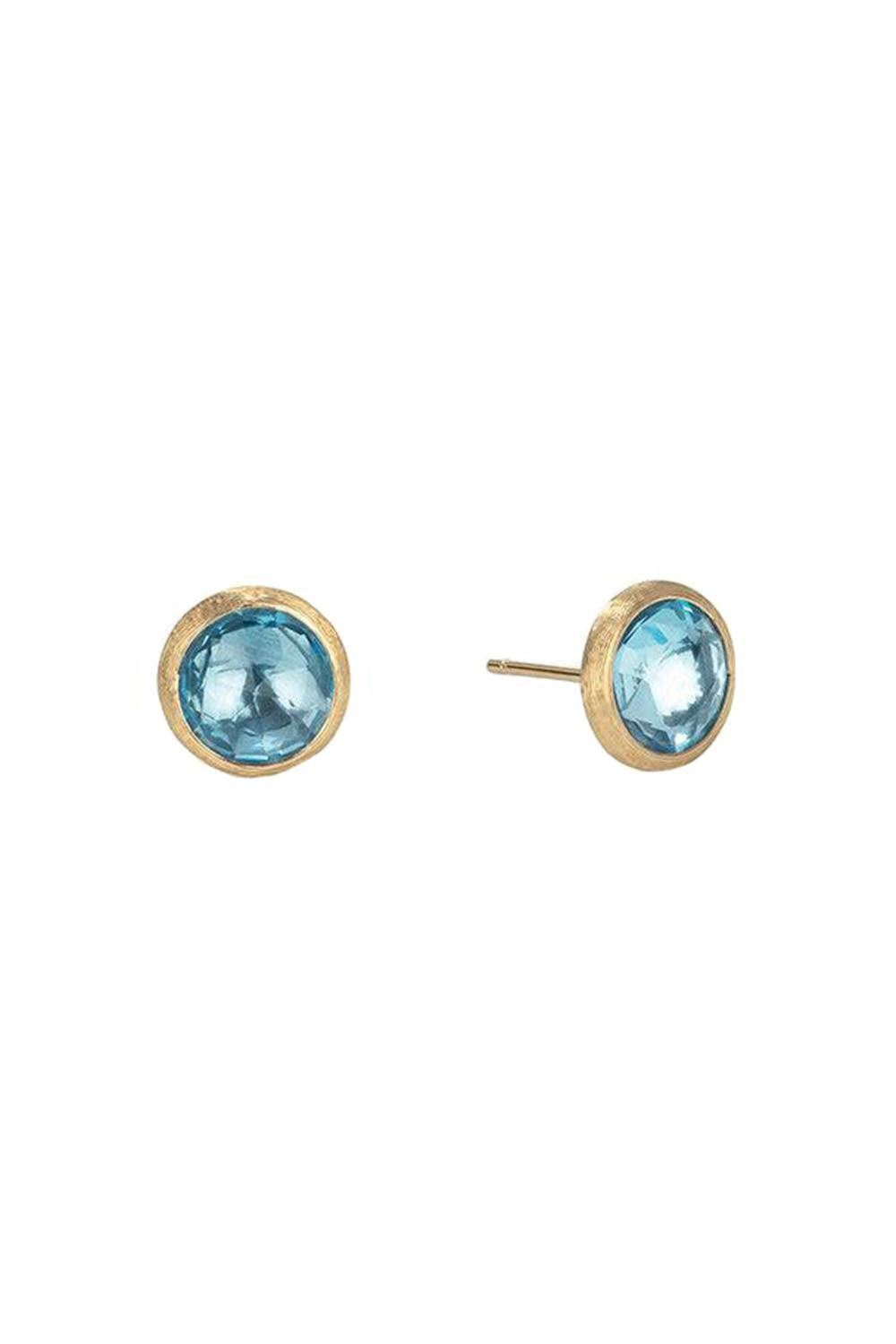 Blue Topaz Jaipur Stud Earrings-YELLOW GOLD-JEWELRYFINE JEWELEARRING-MARCO BICEGO