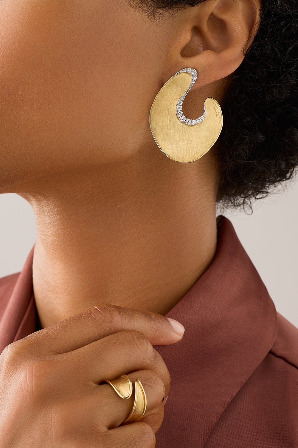 Diamond Irregular Petal Statement Lunaria Earrings