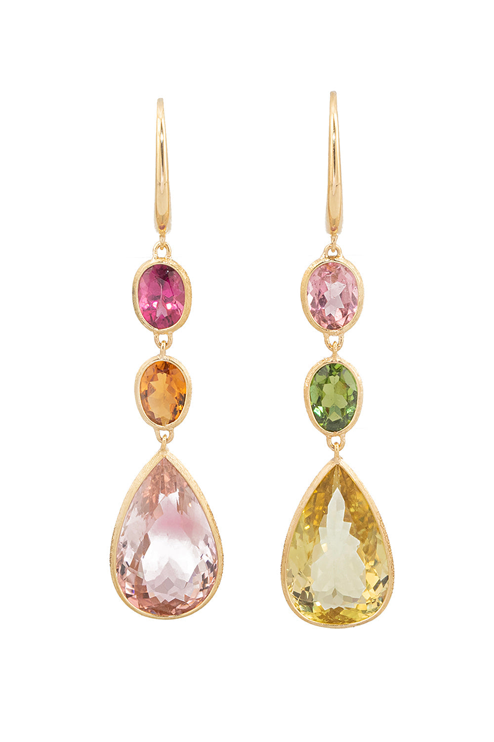 MARCO BICEGO-Diamond Tourmaline Unico Earrings-YELLOW GOLD