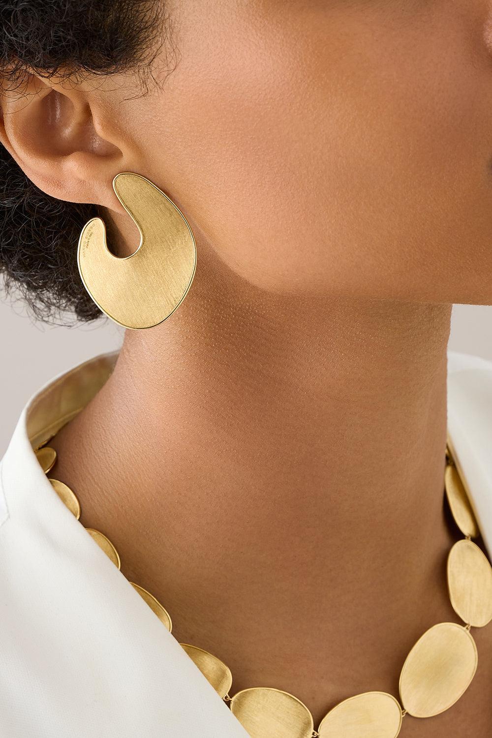 Irregular Lunaria Petal Earrings-YELLOW GOLD-JEWELRYFINE JEWELEARRING-MARCO BICEGO