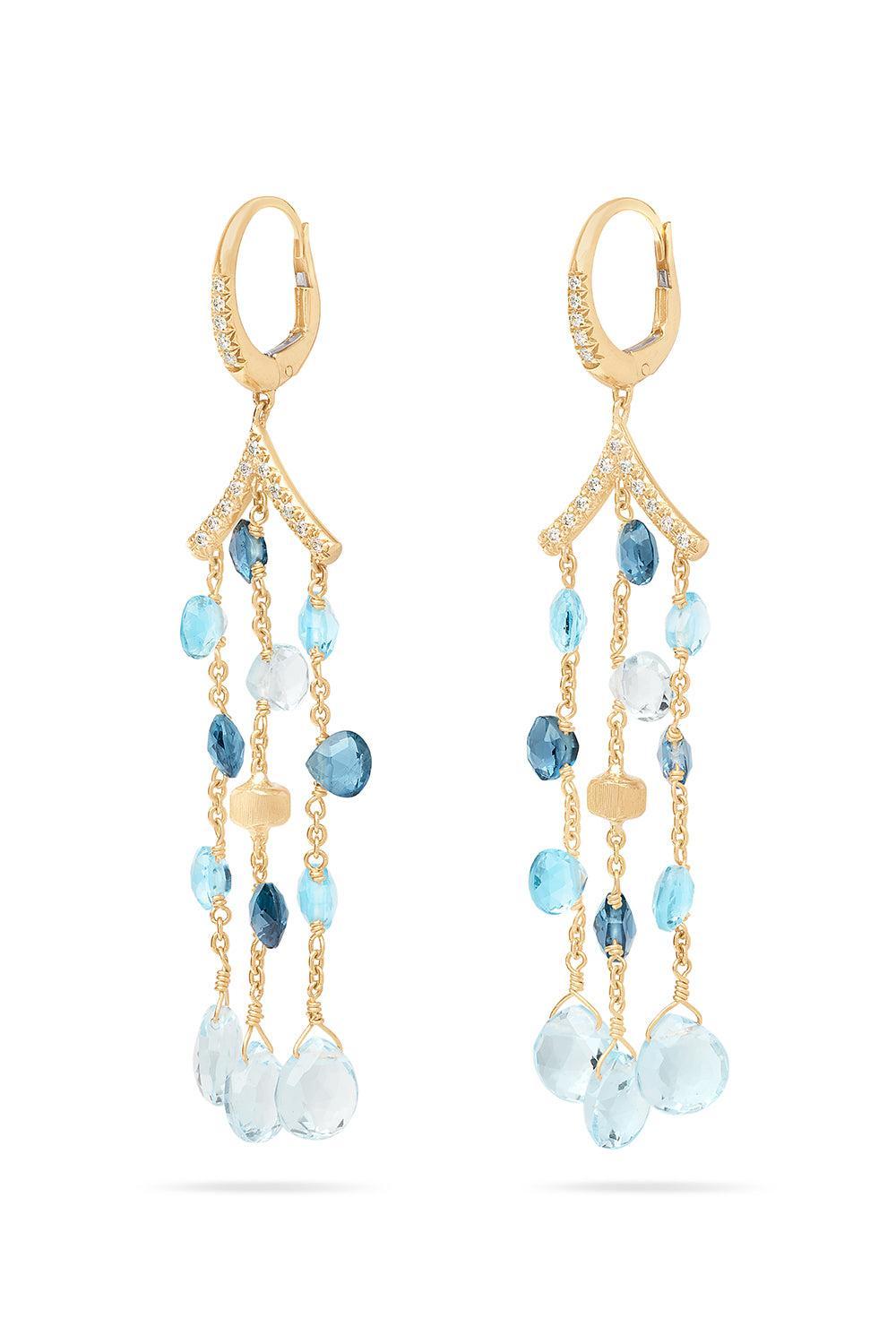Paradise Mixed Topaz Diamond Earrings-YELLOW GOLD-JEWELRYFINE JEWELEARRING-MARCO BICEGO