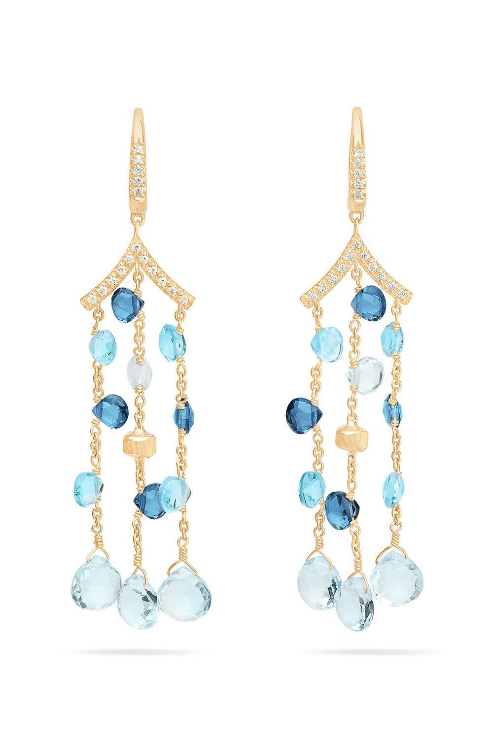 Paradise Mixed Topaz Diamond Earrings-YELLOW GOLD-JEWELRYFINE JEWELEARRING-MARCO BICEGO