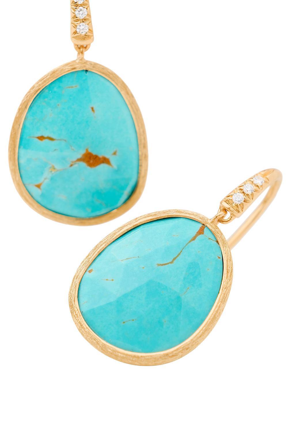 Turquoise Diamond Lunaria Drop Earrings-YELLOW GOLD-JEWELRYFINE JEWELEARRING-MARCO BICEGO