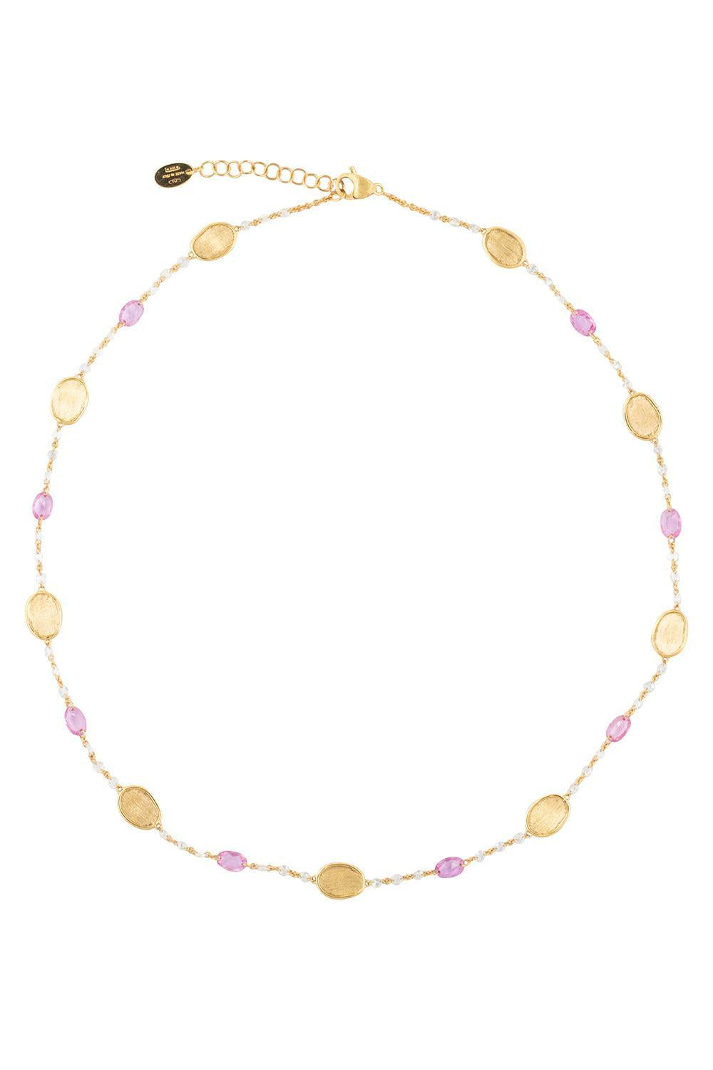 Diamond Pink Sapphire Necklace-YELLOW GOLD-16.5-JEWELRYFINE JEWELNECKLACE O-MARCO BICEGO