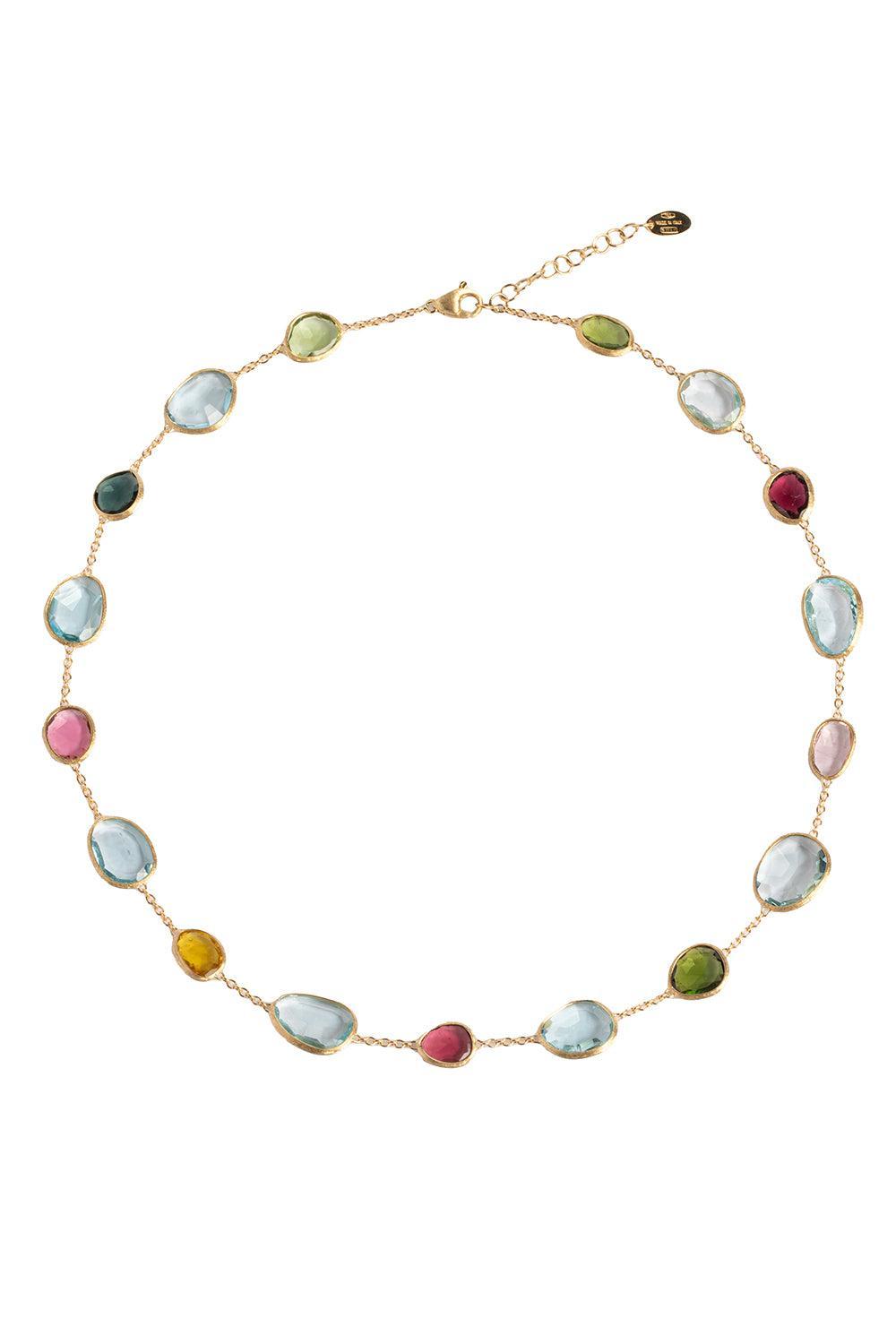 Multicolor Tourmaline Topaz Unico Necklace-YELLOW GOLD-16.5-JEWELRYFINE JEWELNECKLACE O-MARCO BICEGO